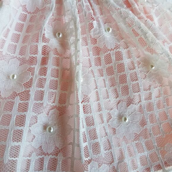 American Princess dress 6 months lacy pale pink with faux pearls - Picture 4 of 7